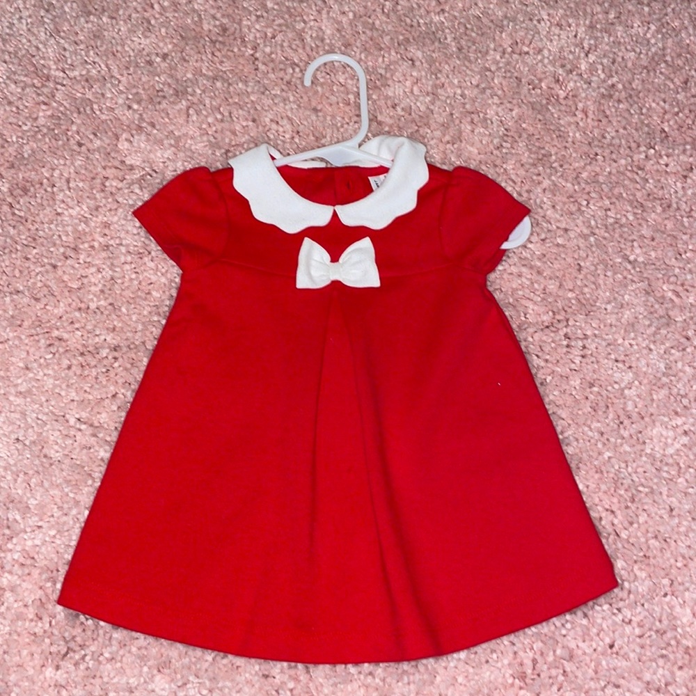 JANIE AND JACK EUC RED PONTE DRESS 0-3 MONTHS
